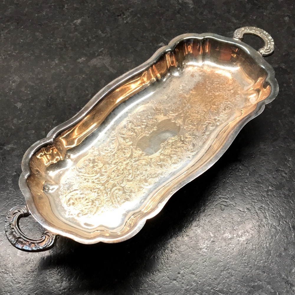 W & S Blackington Silver Plate Footed Vintage Tray